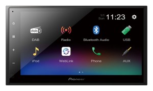 PIONEER DMH-A340DAB STACJA 2 DIN USB BLUETOOTH  DAB/DAB+ BRAK NAPĘDU CD/DVD 